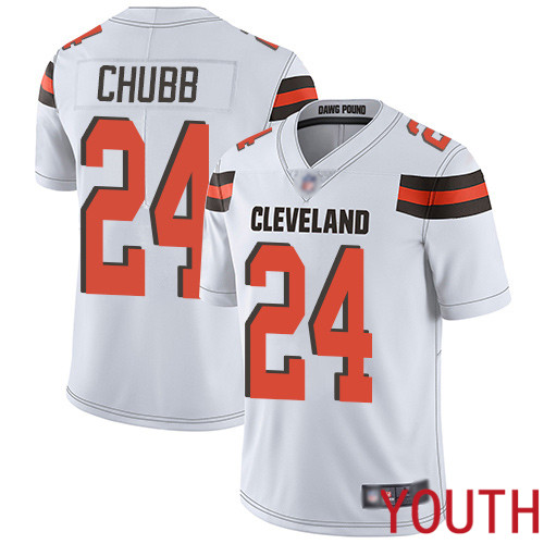 Cleveland Browns Nick Chubb Youth White Limited Jersey 24 NFL Football Road Vapor Untouchable